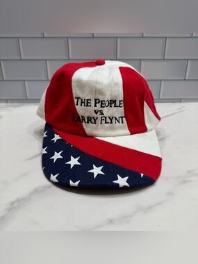 Vintage 1997 The People Vs Larry Flynt Movie Hat Adjustable Strap American Flag